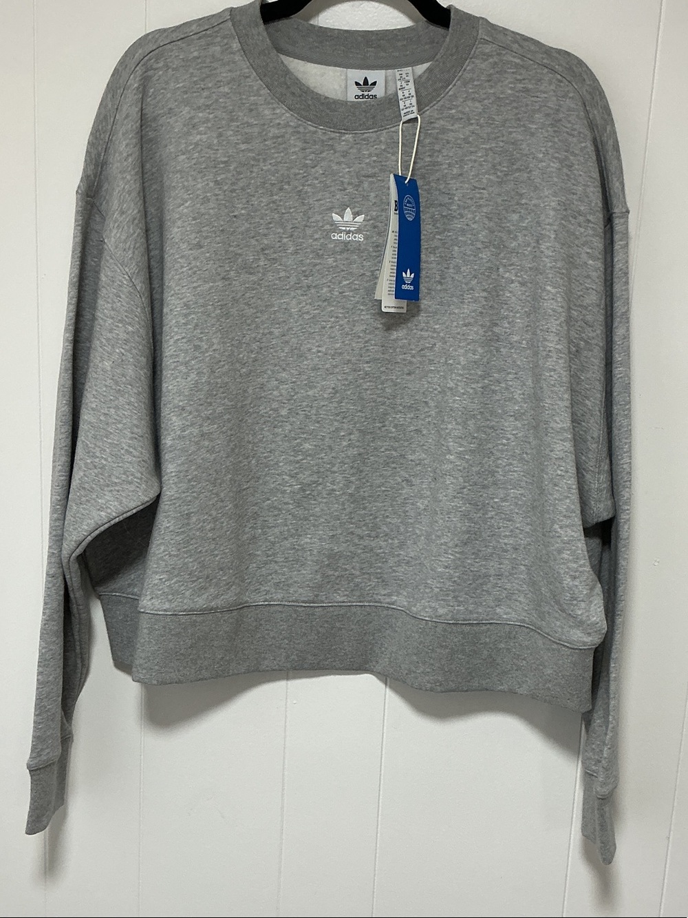 adidas Light Gray Crewneck Sweatshirt with Trefoil Logo